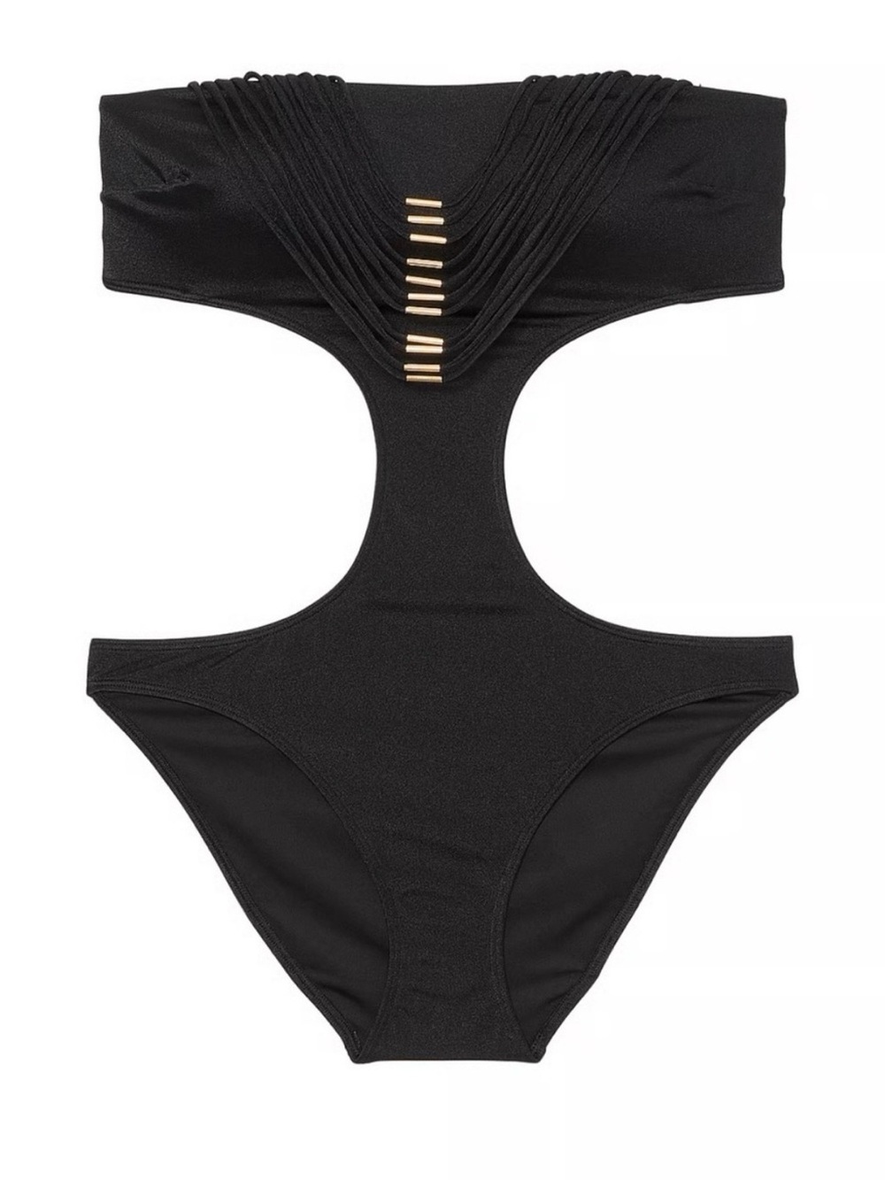 Victoria's Secret Black Strapless Cutout One-Piece Swimsuit